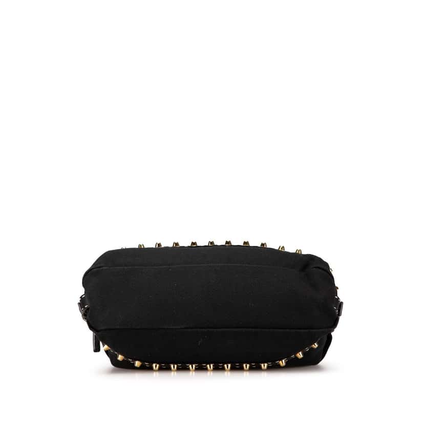 Fendi Selleria Studded Canvas Shoulder Bag Black Canvas Good condition - Inside View