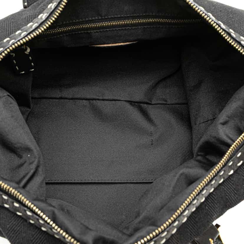 Fendi Selleria Studded Canvas Shoulder Bag Black Canvas Good condition - Model View
