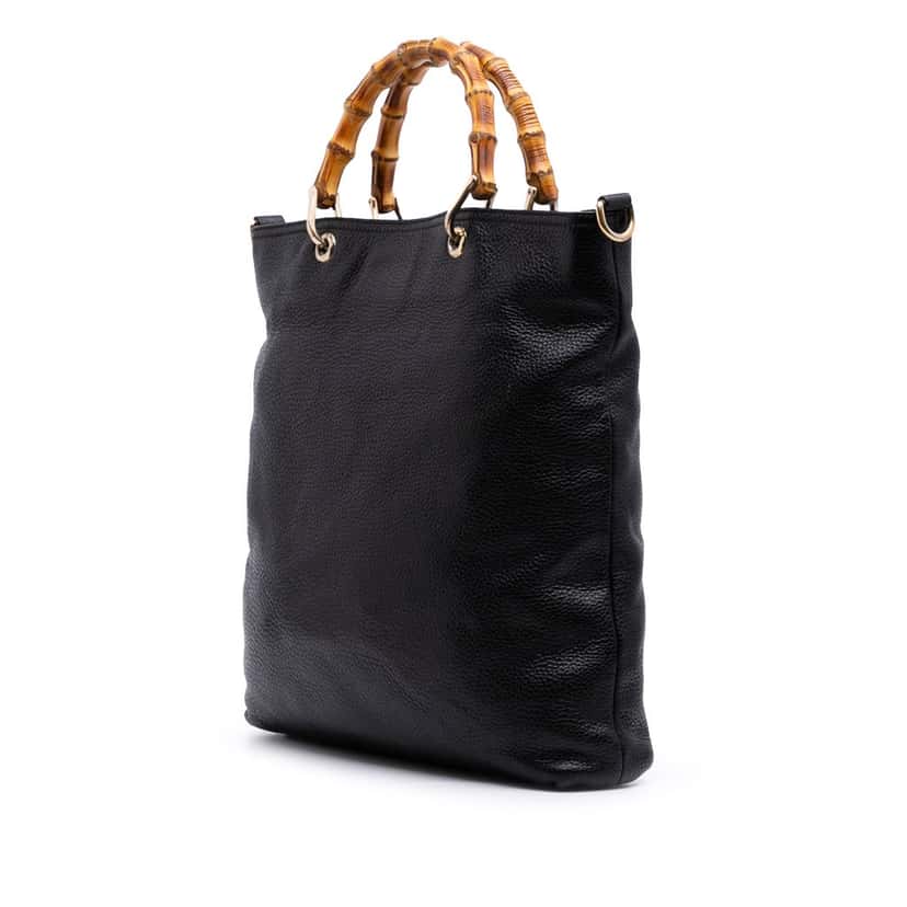 Gucci Tall Leather Bamboo Shopper Tote Black Leather Good condition - Back View