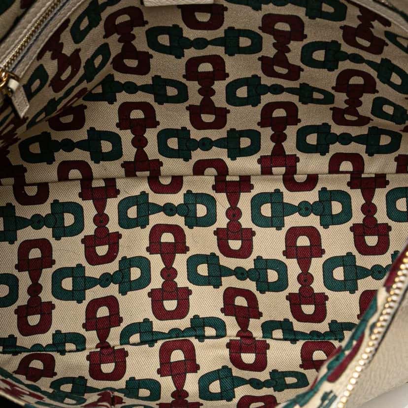 Gucci Pebbled Calfskin with Guccissima Trim Signoria Shoulder Bag White Leather Good condition - Model View