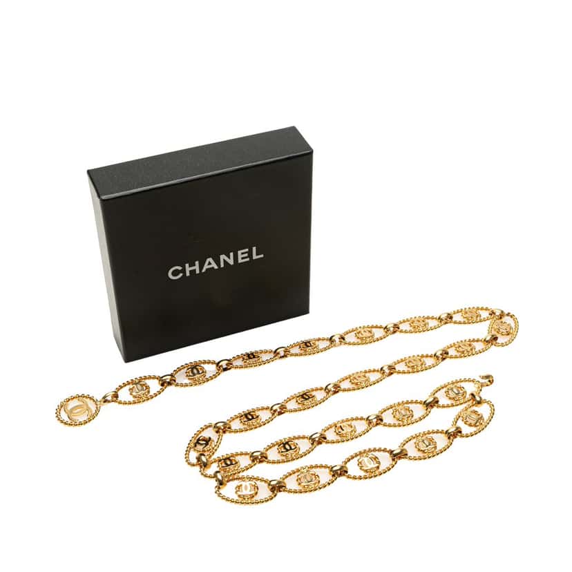 Chanel CC Gold Plated Rope Chain Belt Gold Metal Good condition - Box View