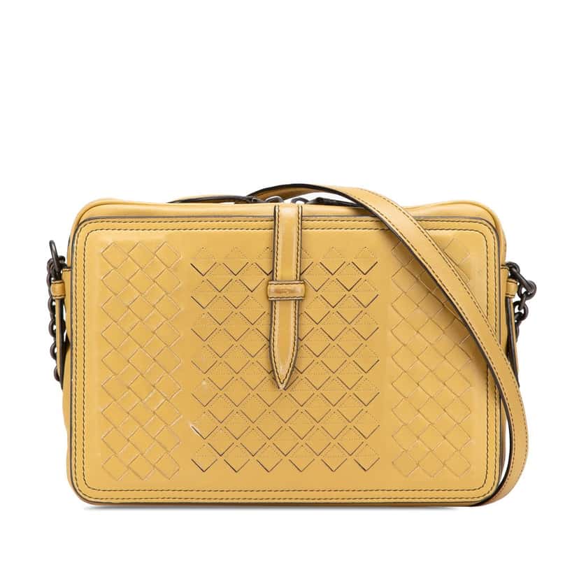 Bottega Veneta Nappa Intrecciato Camera Bag Yellow Leather Good condition - Front View