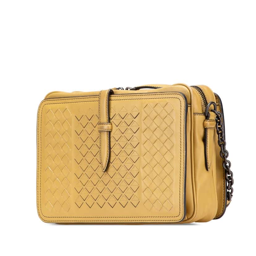 Bottega Veneta Nappa Intrecciato Camera Bag Yellow Leather Good condition - Back View