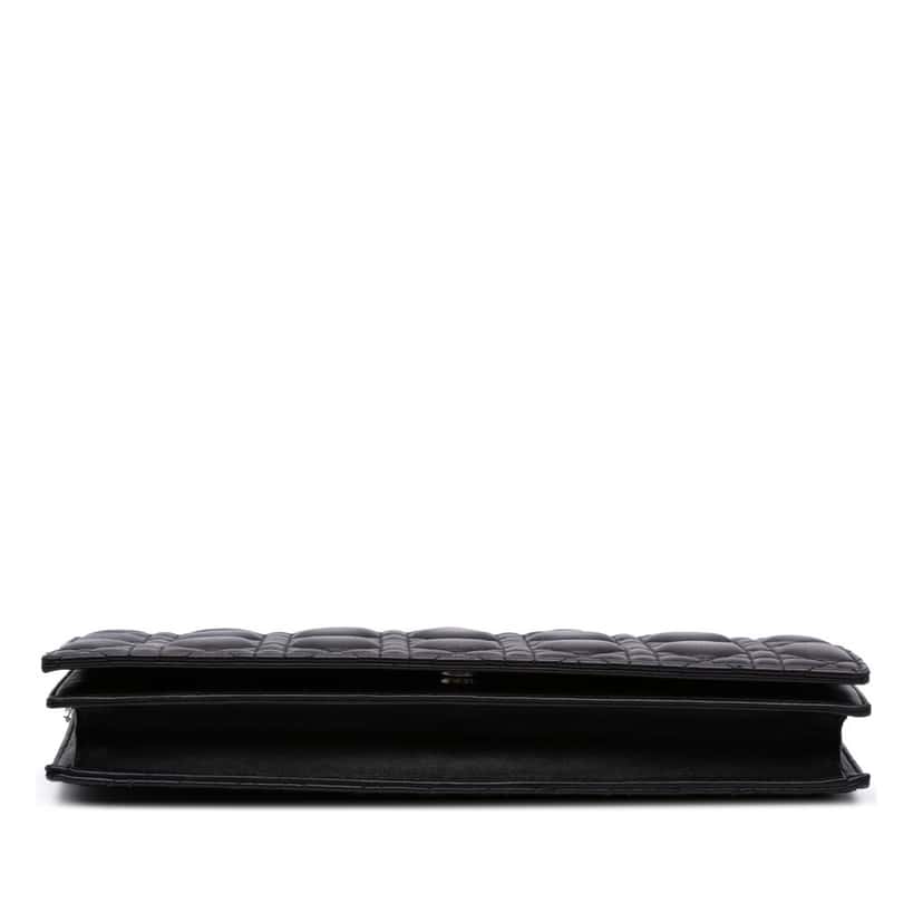 Dior Lambskin Cannage Lady Dior Convertible Clutch Black Leather Fair condition - Inside View