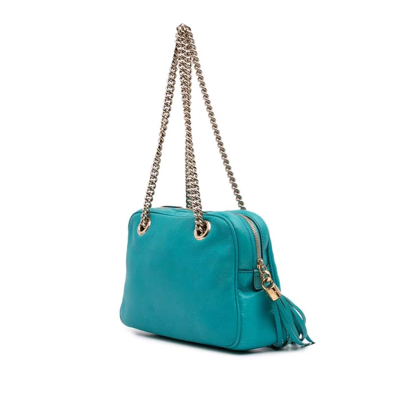 Gucci Leather Soho Chain Zip Shoulder Bag Blue Leather Good condition - Back View