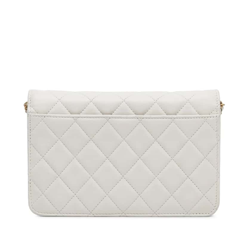 Chanel Enchained Flap Wallet on Chain White Leather Good condition - Inside View