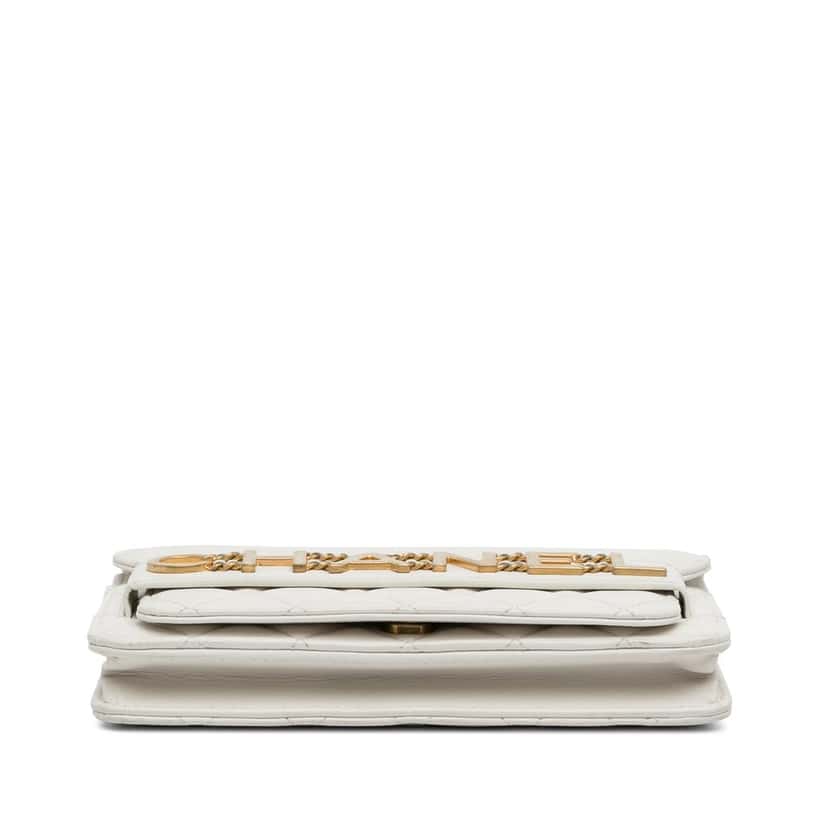 Chanel Enchained Flap Wallet on Chain White Leather Good condition - Box View