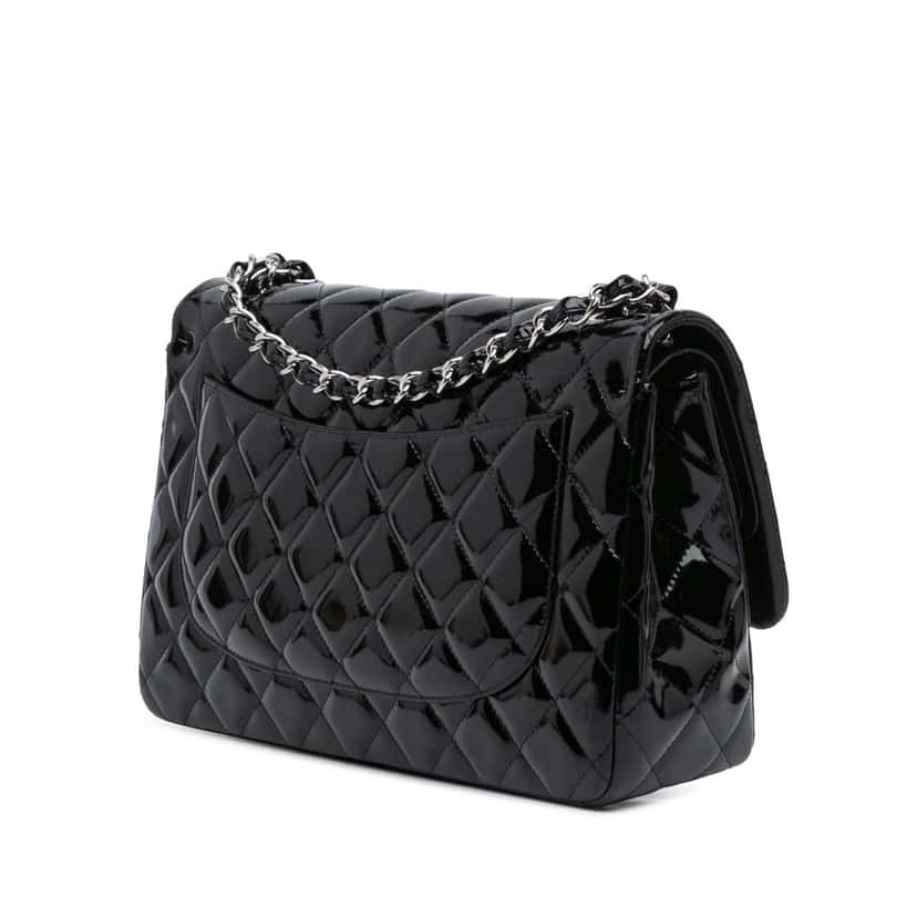 Chanel Jumbo Classic Patent Double Flap Black Leather Good condition - Back View
