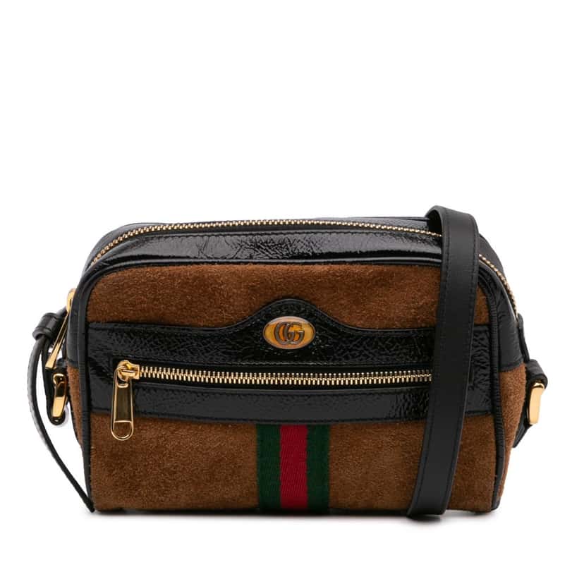 Gucci Mini Suede Ophidia Crossbody Brown Leather Good condition - Front View