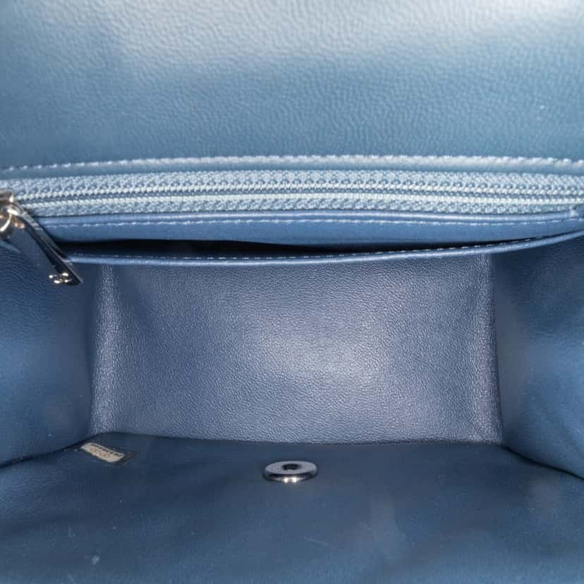 Chanel Mini Square Classic Lambskin Single Flap Blue Leather Good condition - Model View