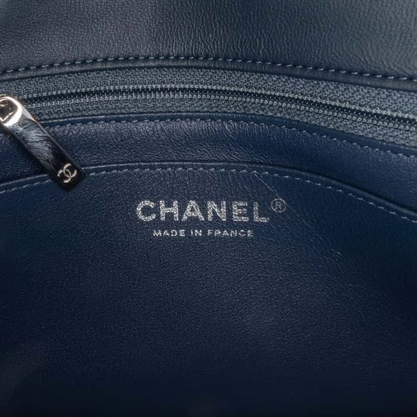 Chanel Mini Square Classic Lambskin Single Flap Blue Leather Good condition - Box View
