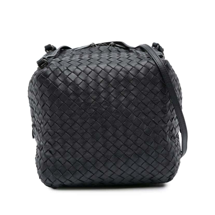 Bottega Veneta Nappa Intrecciato Cube Crossbody Black Leather Good condition - Front View