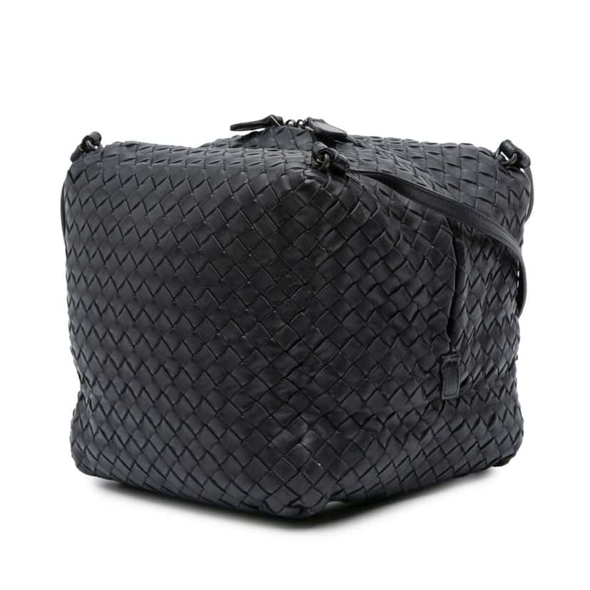 Bottega Veneta Nappa Intrecciato Cube Crossbody Black Leather Good condition - Back View