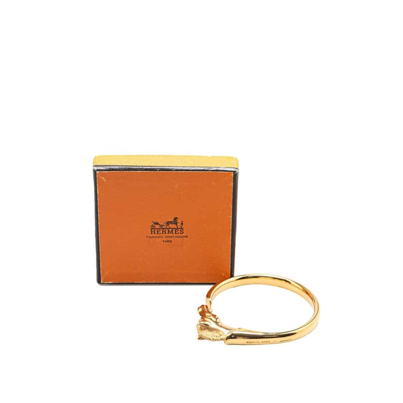 Hermès Gold Plated Tete de Cheval Horse Bangle Gold Metal Good condition - Box View