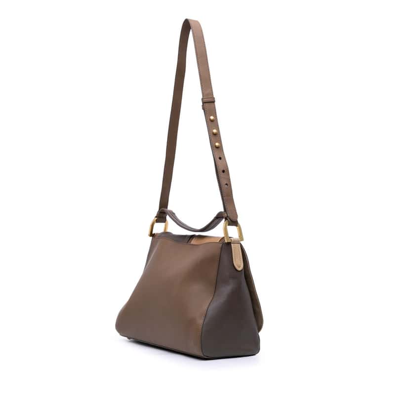 Fendi Calfskin Colorblock Anna Satchel Brown Leather Good condition - Back View