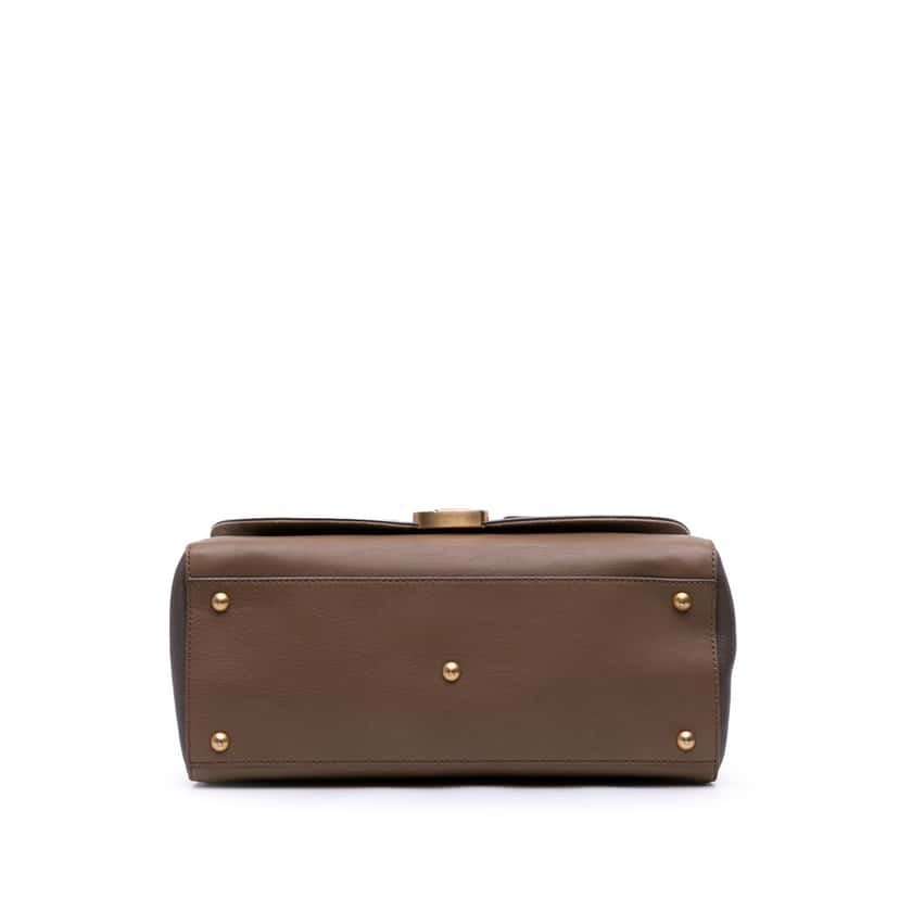 Fendi Calfskin Colorblock Anna Satchel Brown Leather Good condition - Inside View
