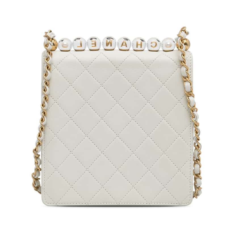 Chanel Small Chic Pearls Flap White Leather Very good condition - Inside View