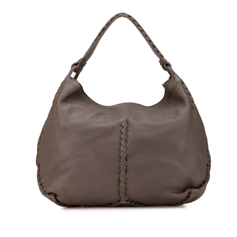Bottega Veneta Large Washed Cervo Deerskin Hobo Brown Leather Good condition - Front View