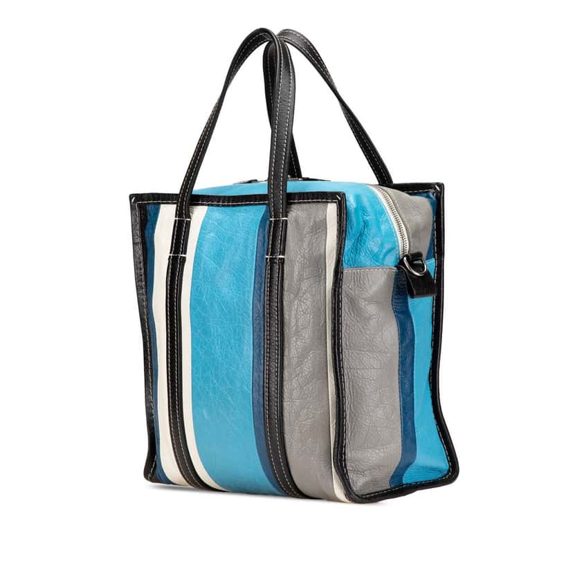 Balenciaga S Lambskin Bazar Shopper Satchel Blue Leather Very good condition - Back View