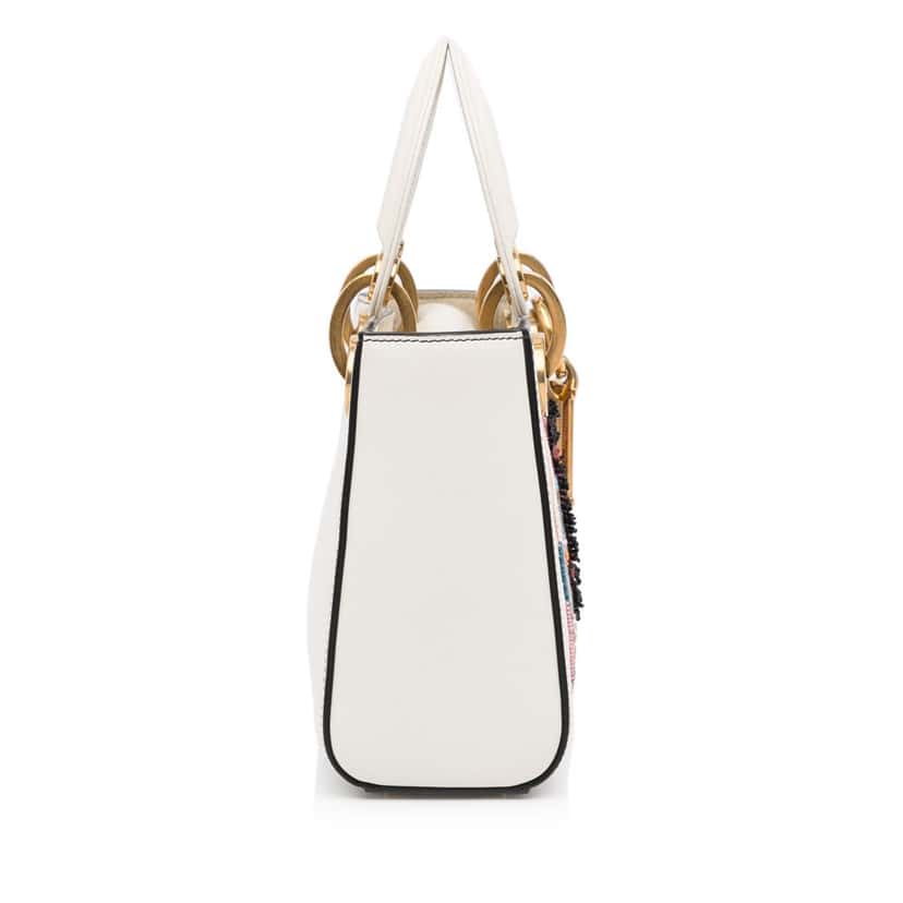 Dior Niki De Saint Phalle Mini Calfskin Dioramour Lady Dior White Leather Good condition - Inside View