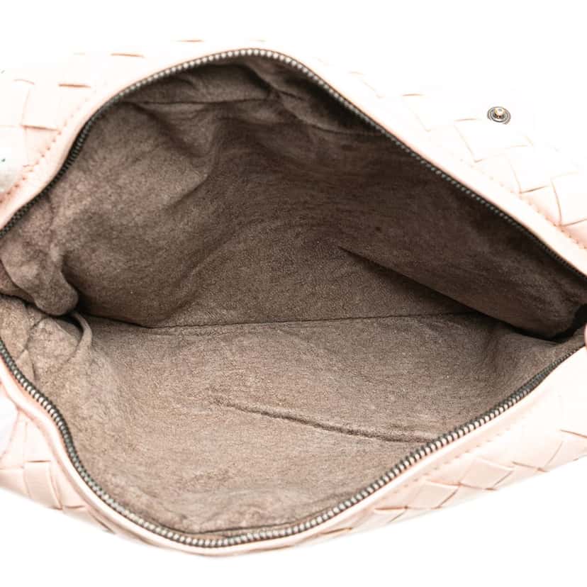Bottega Veneta Leather Intrecciato Chain Flap Crossbody Pink Leather Very good condition - Model View