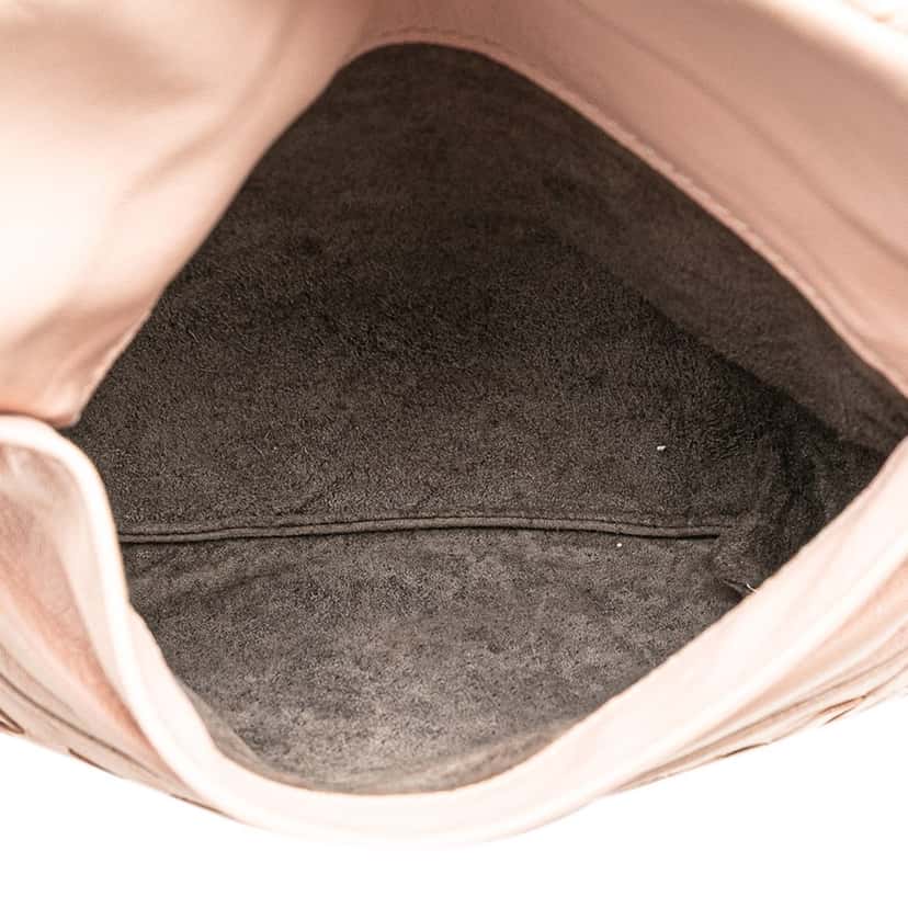 Bottega Veneta Leather Intrecciato Chain Flap Crossbody Pink Leather Very good condition - Box View