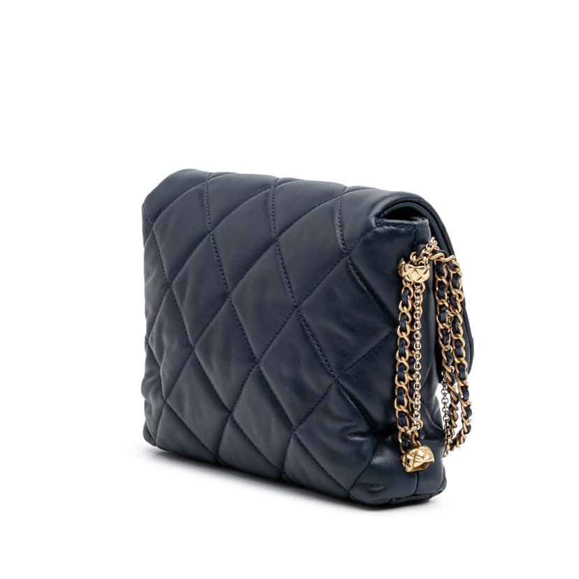 Chanel Mini Quilted Lambskin Crush on Chains Flap Blue Leather Good condition - Back View