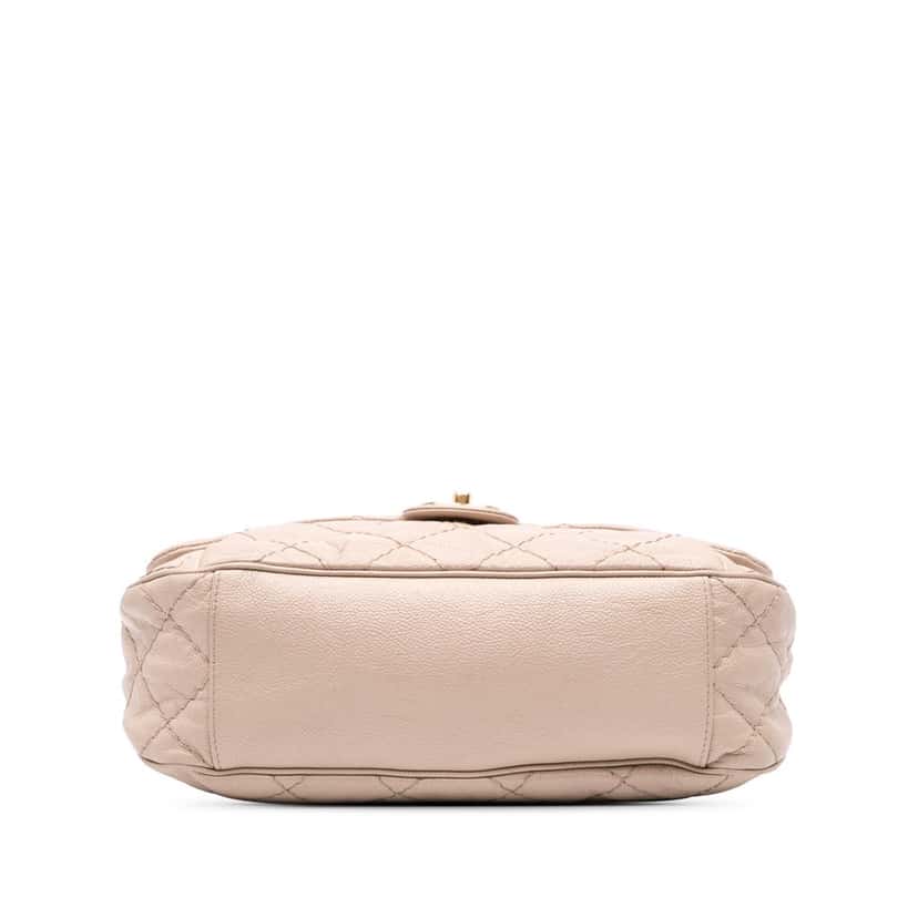 Chanel Medium Quilted Caviar Coco Pleats Messenger Flap Brown Leather Good condition - Inside View