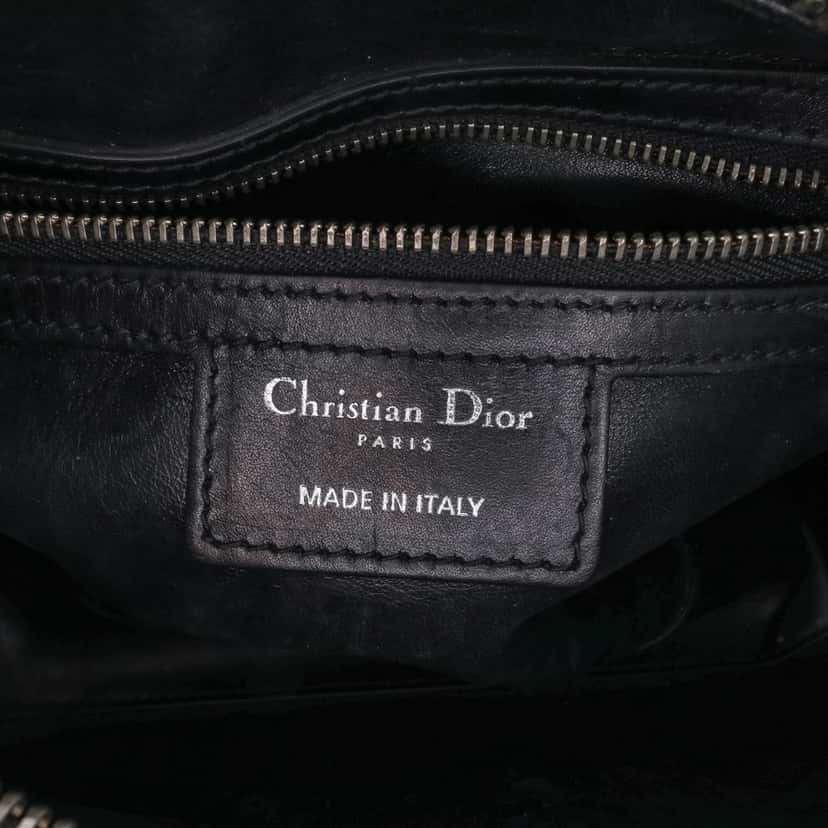 Dior Medium Calfskin Patch Embellished Lady Dior Black Leather Good condition - Box View