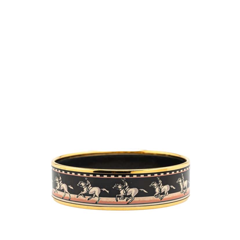 Hermès Wide Horse Enamel Bangle 62 Black Good condition - Back View