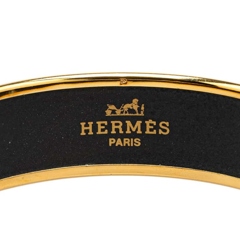 Hermès Wide Horse Enamel Bangle 62 Black Good condition - Model View