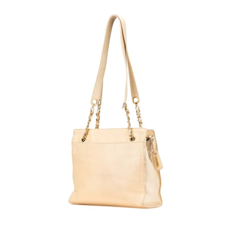 Chanel CC Lambskin Chain Tote Brown Leather Good condition - Back View