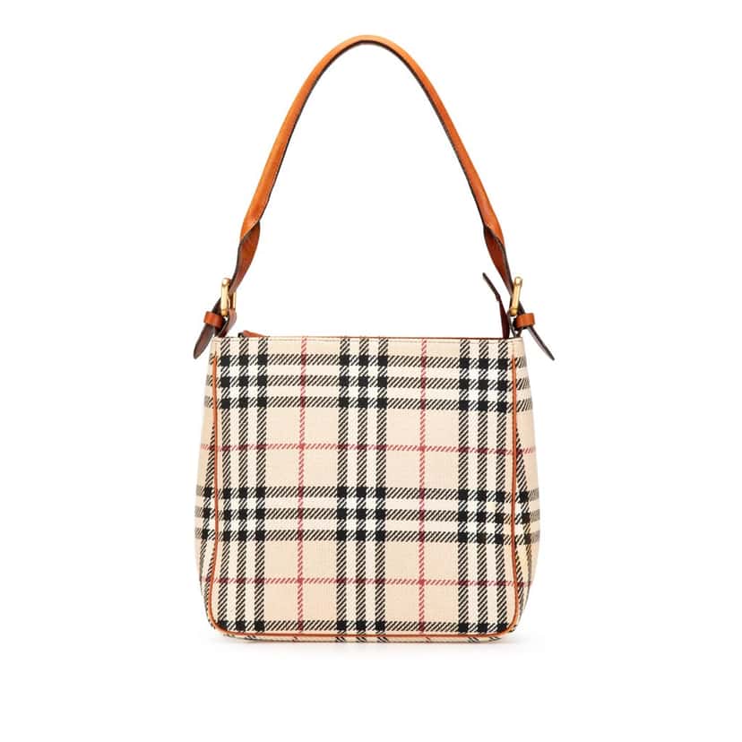 Burberry House Check Tweed Shoulder Bag Brown Tweed Good condition - Front View