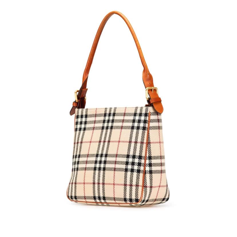Burberry House Check Tweed Shoulder Bag Brown Tweed Good condition - Back View