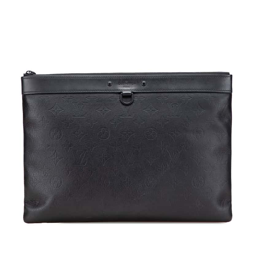 Louis Vuitton Monogram Shadow Discovery Pochette Black Leather Good condition - Front View
