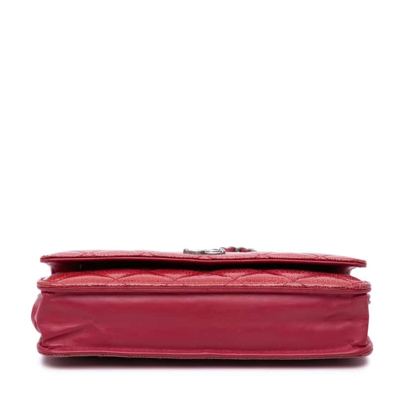 Chanel Paris Dallas CC Patent Goatskin Wallet on Chain Red Leather Good condition - Inside View