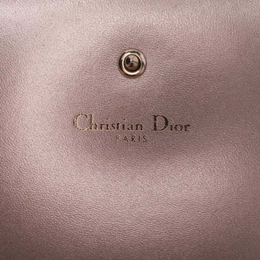 Dior Metallic Grained Calfskin Diorama Wallet on Chain Pink Leather Good condition - Box View