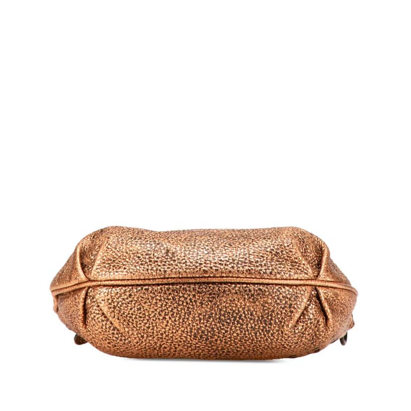 Bottega Veneta Intrecciato Trimmed Metallic Leather Crossbody Gold Leather Good condition - Inside View