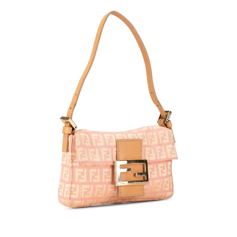 Fendi Mini Zucchino Canvas Baguette Pink Canvas Fair condition - Back View