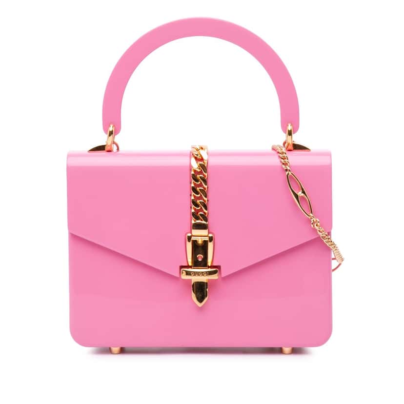 Gucci Mini Acrylic Sylvie 1969 Top Handle Bag Pink Good condition - Front View