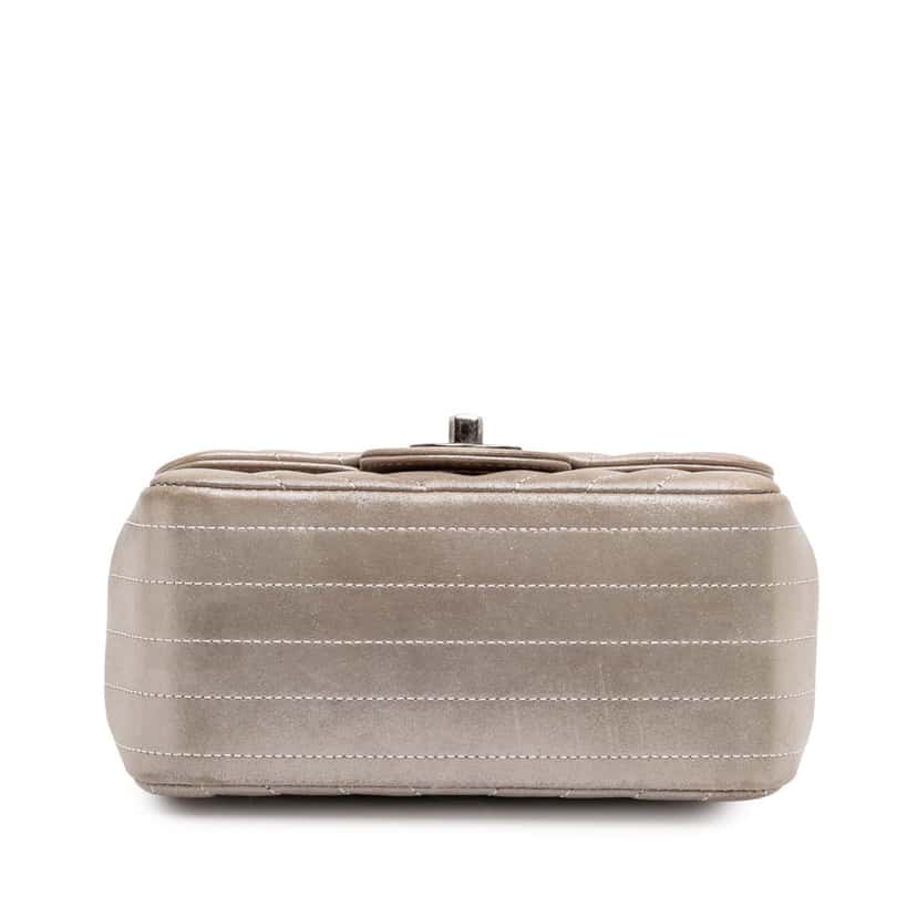 Chanel Mini Square Classic Chevron Iridescent Lambskin Single Flap Brown Leather Good condition - Inside View