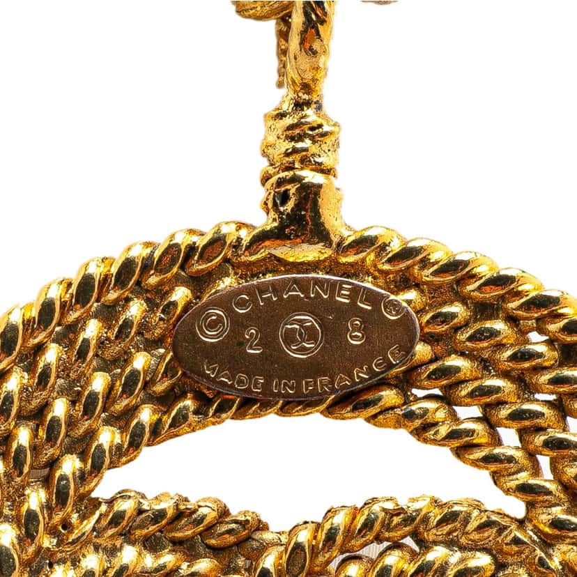 Chanel Gold Plated CC Braided Round Pendant Necklace Gold Metal Good condition - Back View