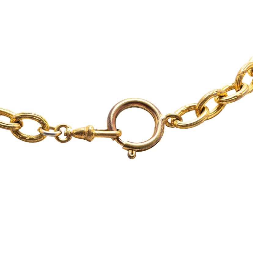 Chanel Gold Plated CC Braided Round Pendant Necklace Gold Metal Good condition - Inside View