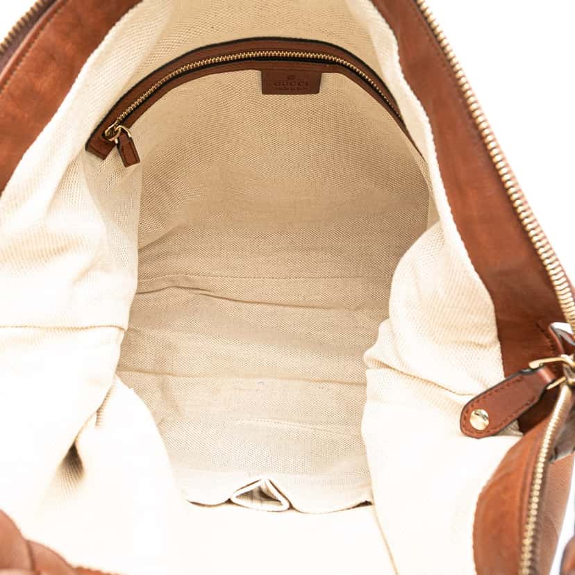 Gucci Leather Eva Shoulder Bag Brown Leather Good condition - Model View