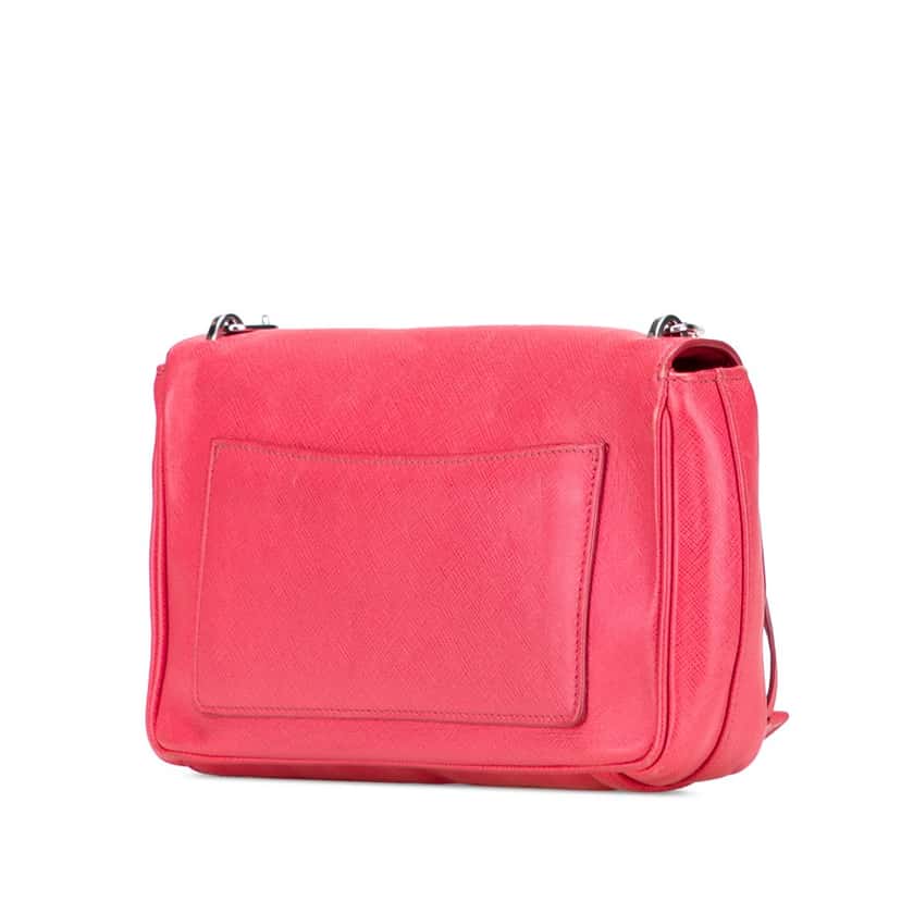 Prada Saffiano Sound Lock Crossbody Pink Leather Good condition - Back View