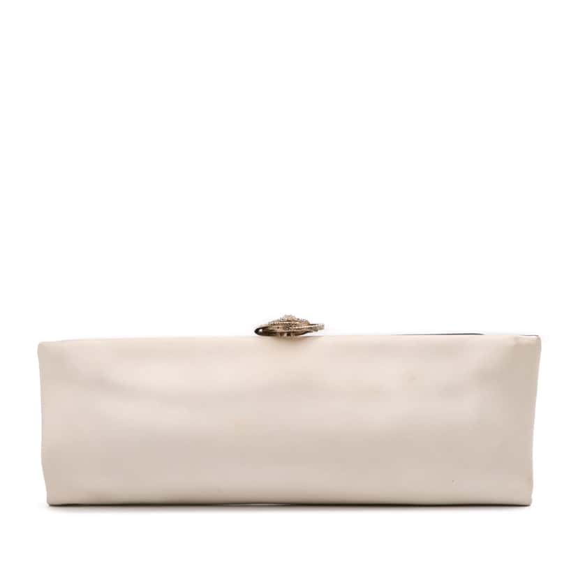 Chanel Camellia Satin Clutch Brown Satin Good condition - Front View