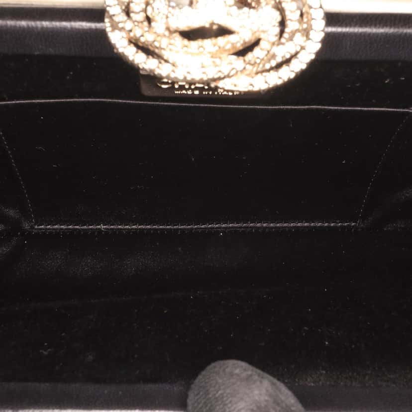 Chanel Camellia Satin Clutch Brown Satin Good condition - Model View