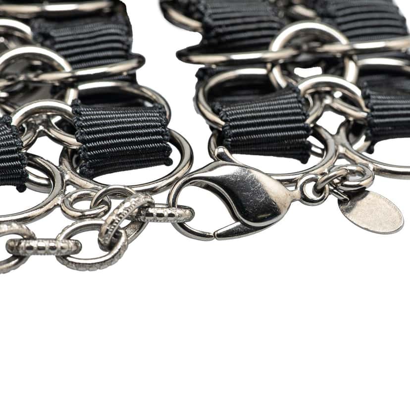 Chanel Nylon Resin Camellia Chain Ribbon Bracelet Black Good condition - Box View