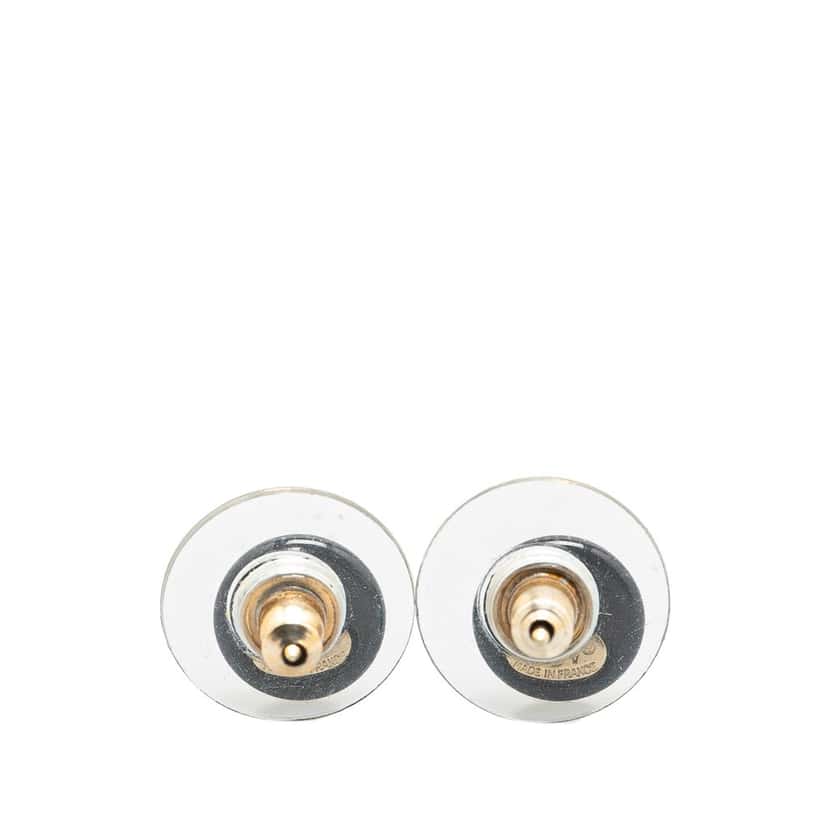 Chanel Resin CC Button Push Back Earrings Black Very good condition - Back View