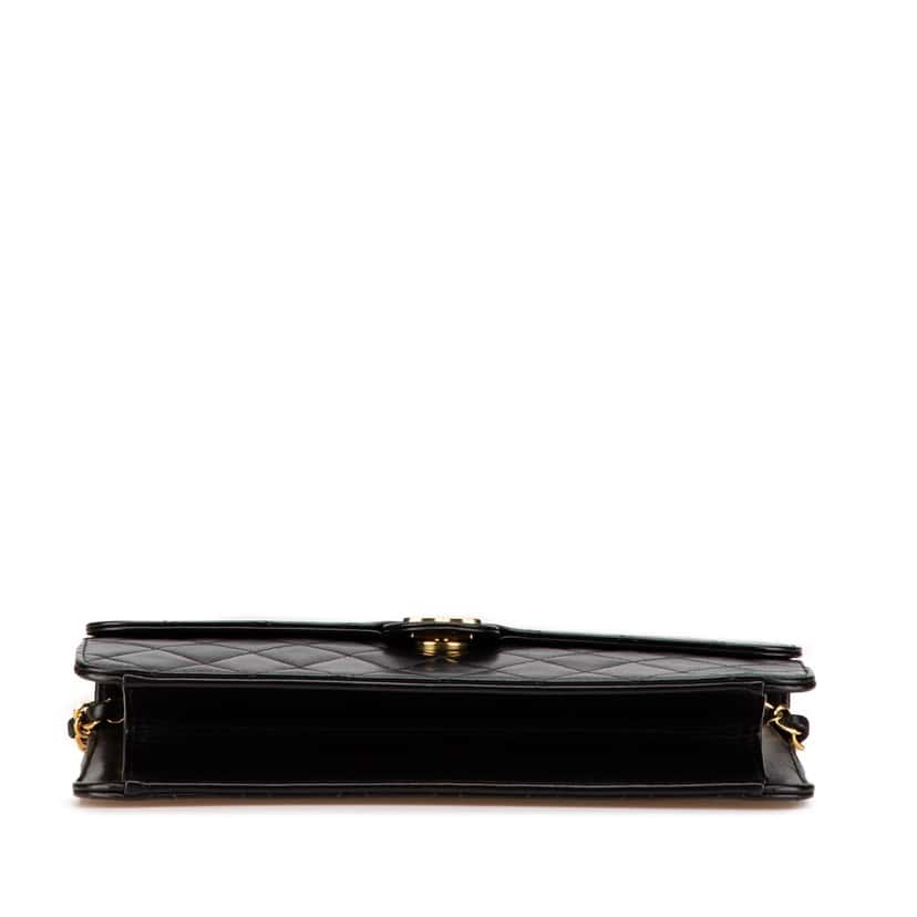 Chanel CC Quilted Lambskin Single Flap Black Leather Good condition - Inside View